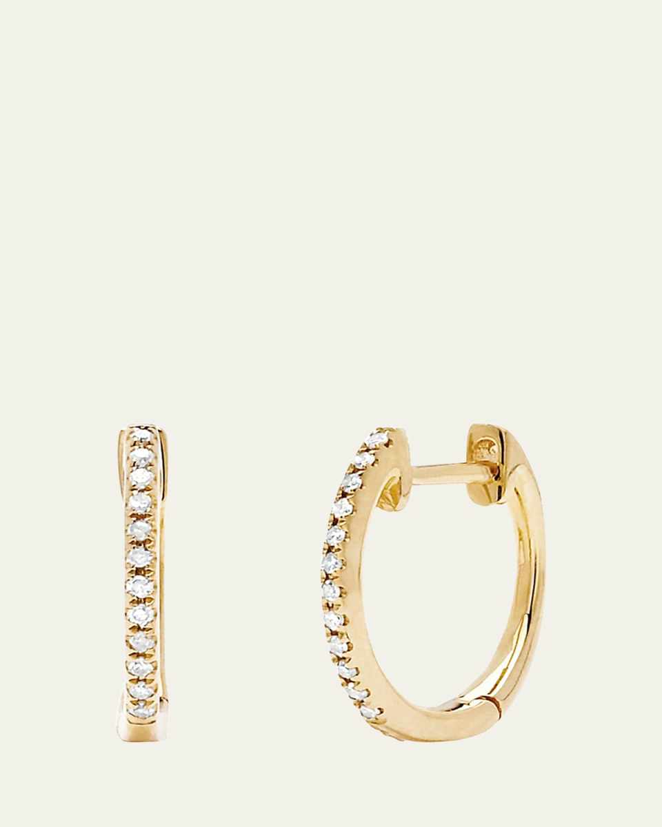 14K Gold Diamond Huggie Earrings
